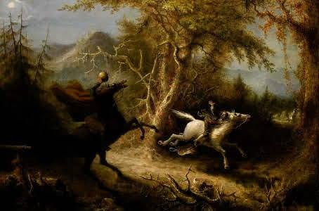 Monkey7771's tweet photo. "The Headless Horseman Pursuing Ichabod Crane" John Quidor, 1858, Smithsonian