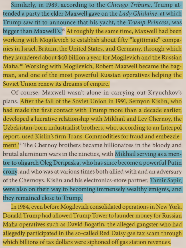 toxictiramisu's tweet photo. Trump attended a 1989 party on Robert Maxwεll's yacht (Lady Ghislaine) where Maxwεll was working w/ Mogilevich. In the 1980s, Trump Tower became a Russian mafia money laundering hub. After Trump's $4B bankruptcy, his 2000s bailout came via 3 Seabecco companies tied to Mogilevich. https://t.co/8gyf5Zbbkb