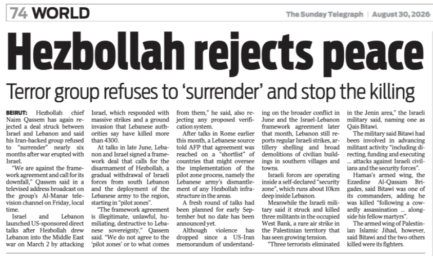 Ostrov_A's tweet photo. 'Hezbollah rejects peace'.

I know you must all be so deeply shocked. https://t.co/6c9qJzMn1t