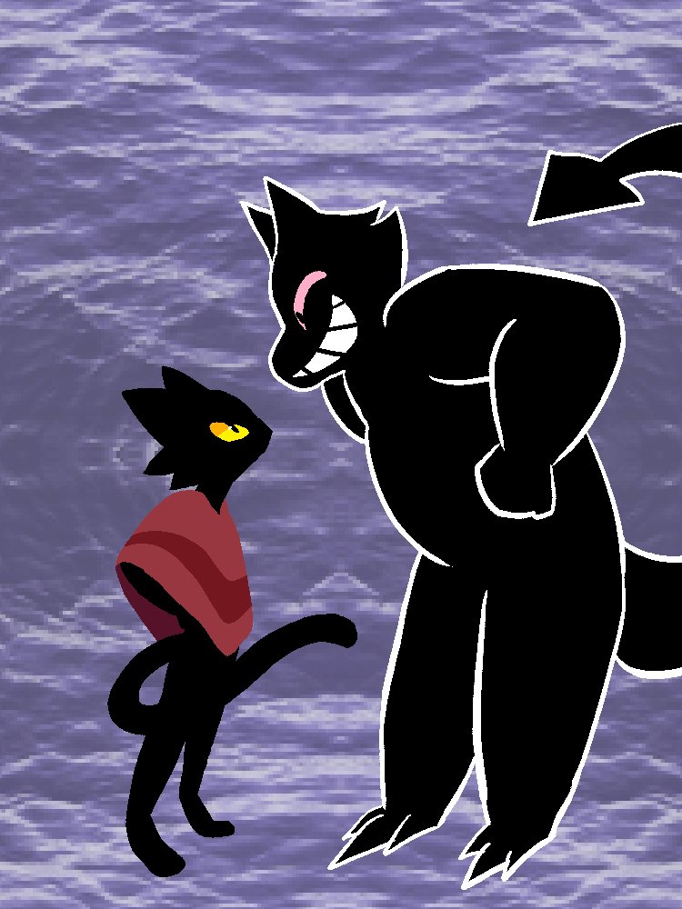 kroiklis's tweet photo. i have a black cat oc and i really like friend so uh i drew them next to each other uh yeah #deltarune https://t.co/1LvqXaT1DV
