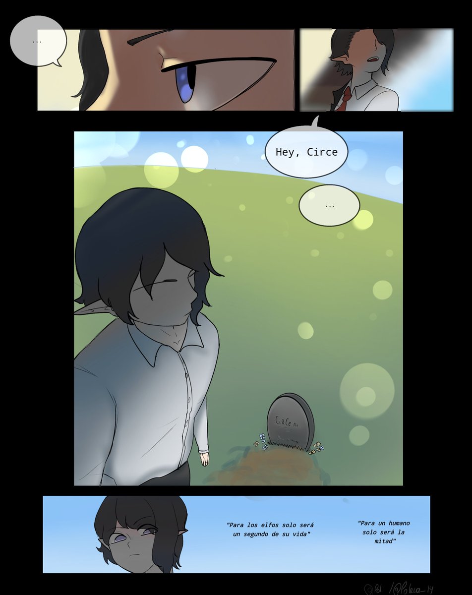 PoL01467982's tweet photo. What if... elias (oc of @FrostieSnowdrop )is an elf, couple of a human, Circe.

 time has passed
El tiempo ya pasó
#oc #comic https://t.co/FsaOd5XhNM