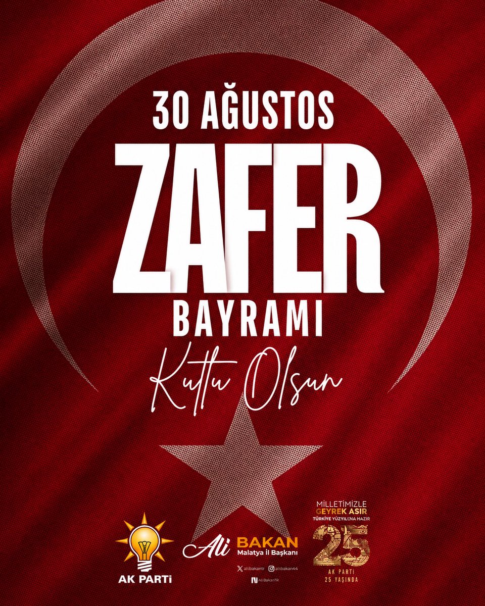 AliBakantr's tweet photo. 30 Ağustos; milletimizin bağımsızlık iradesini, vatan sevgisini ve sarsılmaz kararlılığını tarihe altın harflerle yazdığı büyük bir zaferdir. 🇹🇷

Büyük Taarruz’un zaferle taçlandığı bu kutlu günün 104. yıl dönümünde; Gazi Mustafa Kemal Atatürk başta olmak üzere, İstiklal Mücadelemizin kahramanlarını ve aziz şehitlerimizi rahmet, minnet ve şükranla yâd ediyorum.

Aziz milletimizin #30Ağustos Zafer Bayramı kutlu olsun.

🇹🇷 Zafer milletimizin, istiklal Türkiye’nindir!