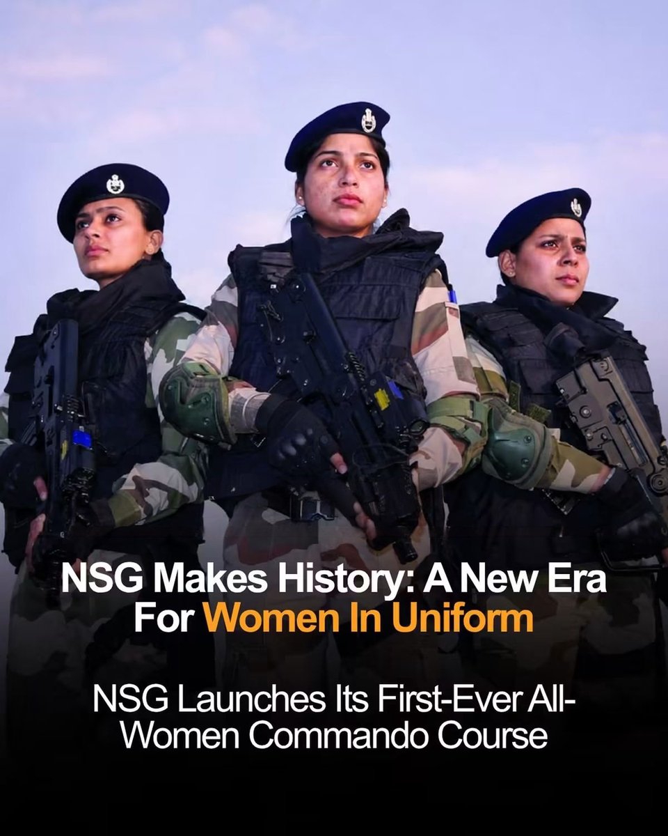 PriyaTalari's tweet photo. 🇮🇳 A new chapter for women in India’s elite security forces.

#NSG launches its first-ever Mahila Commando Conversion Course - 12-week programme focused on marksmanship, tactical intervention,hostage rescue &amp; counter-terror operations.

"She Who Dares, Leads." 🇮🇳

Feeling 👌 https://t.co/TsESL2O9CB