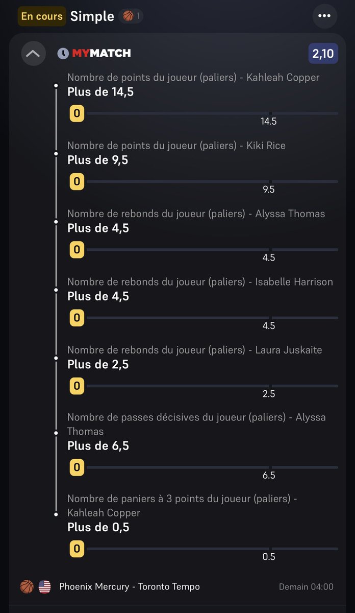 LPduGenie's tweet photo. Bonsoir 🧞‍♂️

Voici mon combiné en WNBA 🏀

#TeamParieur https://t.co/5Fu7mLDNBY