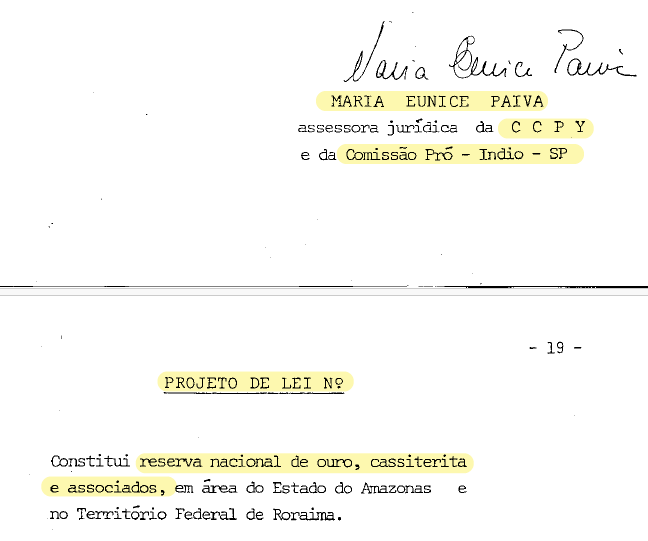ErikaMdaVeiga's tweet photo. Eunice Paiva, no auge da crise econômica de 1984, elaborou PL p/a criação da "Reserva Nacional de Ouro, Cassiterita e Associados" na área indígena Yanomami, alegando que a sobrevivência da população Yanomami e da sua cultura seria riqueza bem mais valiosa do que a eventualmente> https://t.co/7ZALHiwJ8x