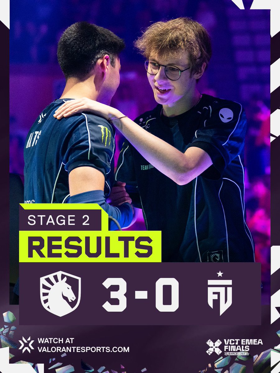 vct_emea's tweet photo. IT'S A CLEAN SWEEP ✨

Team Liquid demolish FUT and move on to the #VCTEMEA Stage 2 FINALS! https://t.co/9nGI2Sej1T