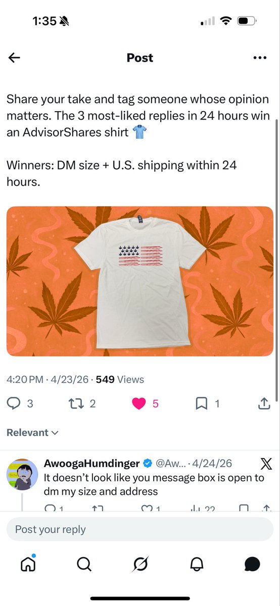 AwoogaHumdinger's tweet photo. @HammanShares @HammanShares @AdvisorShares please. Something, anything at this point. https://t.co/AxIln4llJi