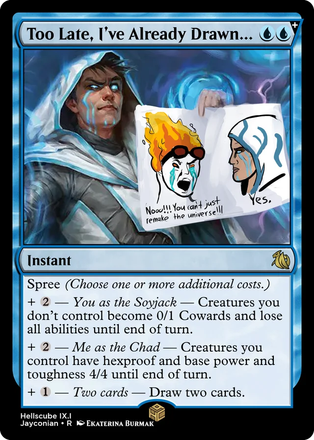coL_Amazonian's tweet photo. Reality Fracture really shows Jace's true colors.

From u/dragon-muse on the Hellscube subreddit. https://t.co/rZZt5dvSEf