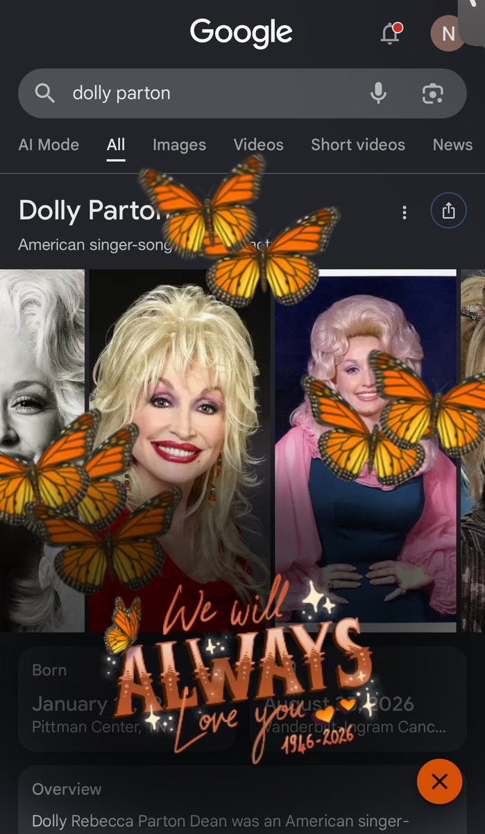 BanoBlink's tweet photo. When you google Dolly Parton butterflies come across the screen🥹🫶🏾🦋 https://t.co/ByZl2UU1ZZ