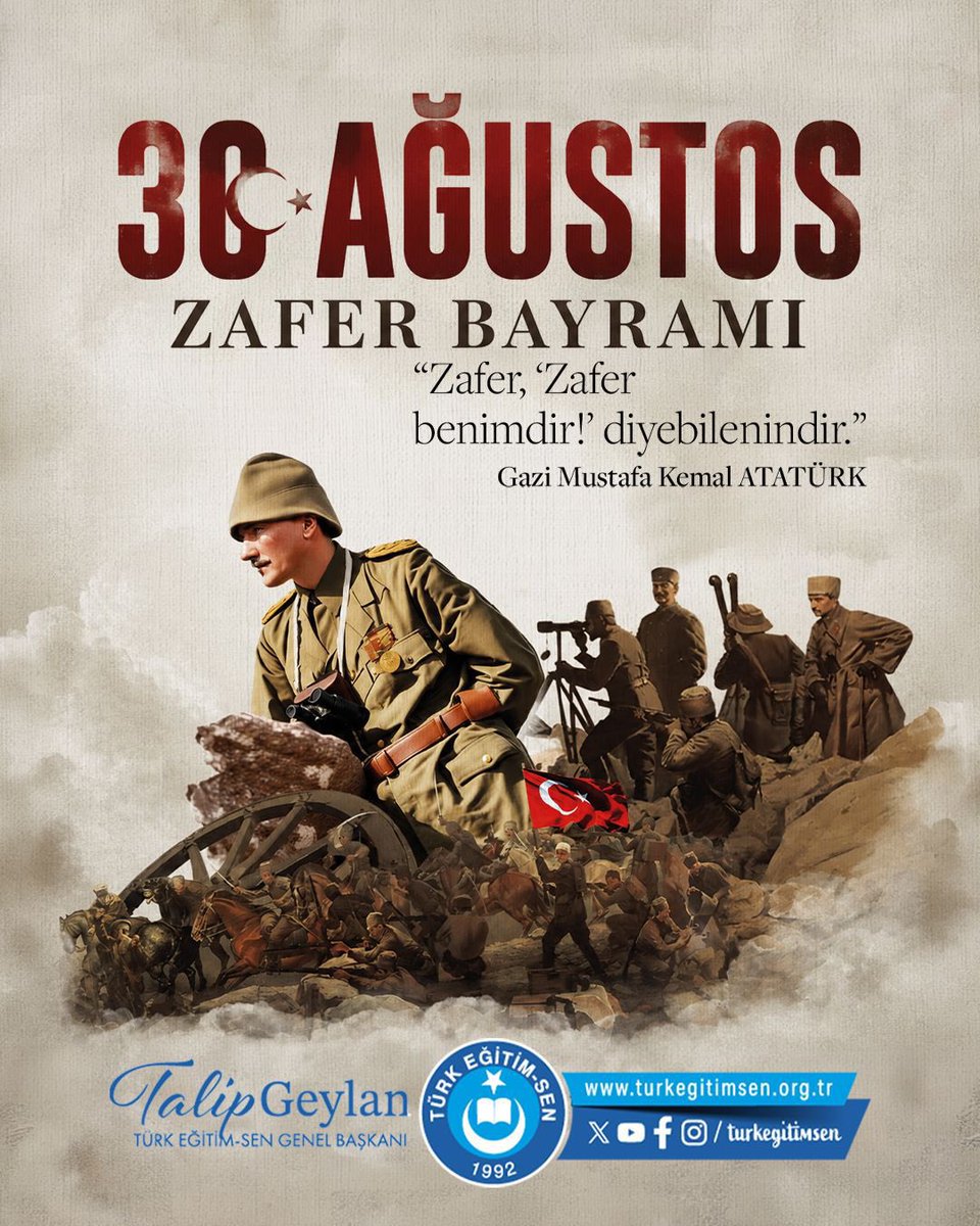 srdrtml's tweet photo. ZAFER BAYRAMIMIZ KUTLU OLSUN.

“Zafer, zafer benimdir diyebilenindir!”
Mustafa Kemal Atatürk 

Zaferin Başkomutanı Mustafa Kemal ve kahraman ordusunu minnet, gurur ve Fatihalarla yad ediyoruz.
Mübarek ruhları şad olsun. https://t.co/rUJWI8U54T