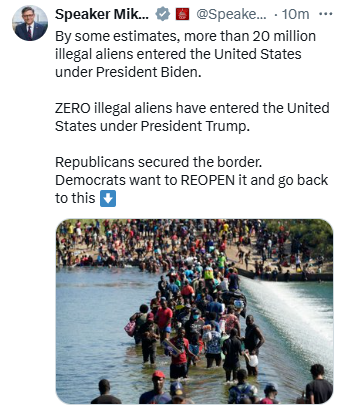 4HumanUnity's tweet photo. .@SpeakerJohnson By all estimates, you are LYING.
Total CBP encounters were roughly 7.8-10.8 million over 4 years, and that counts repeat crossings and processing events, not 20 million unique people.
"ZERO under Trump" is also false, and not just according to me. NPR, PBS, and ABC all fact-checked this exact claim when Trump said it in his own State of the Union. The real 2025 number, per CBP's own data, was 237,538 crossings.
In return for this, so many lives have been destroyed. Citizens have been shot in streets. He and his family have multiplied their wealth. Americans are maxing their credit cards just to live. The national debt has now passed $40 trillion, while you handed tax breaks to billionaires. Our allies are abandoning us while our enemies are emboldened.
Stop lying to the American people.