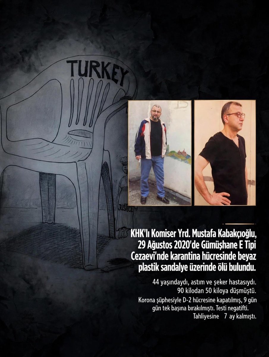 su19741972's tweet photo. 6 yıl önce bugün… Mustafa Kabakçıoğlu, özgürlüğüne aylar kala Gümüşhane Cezaevi’nde yaşamını yitirdi. O hücrede yaşananlar hafızalardan silinmedi. Unutmadık, unutturmayacağız.

@TBMMresmi

Günlerden MustafaKabakçıoğlu https://t.co/7oR7QmPyLu