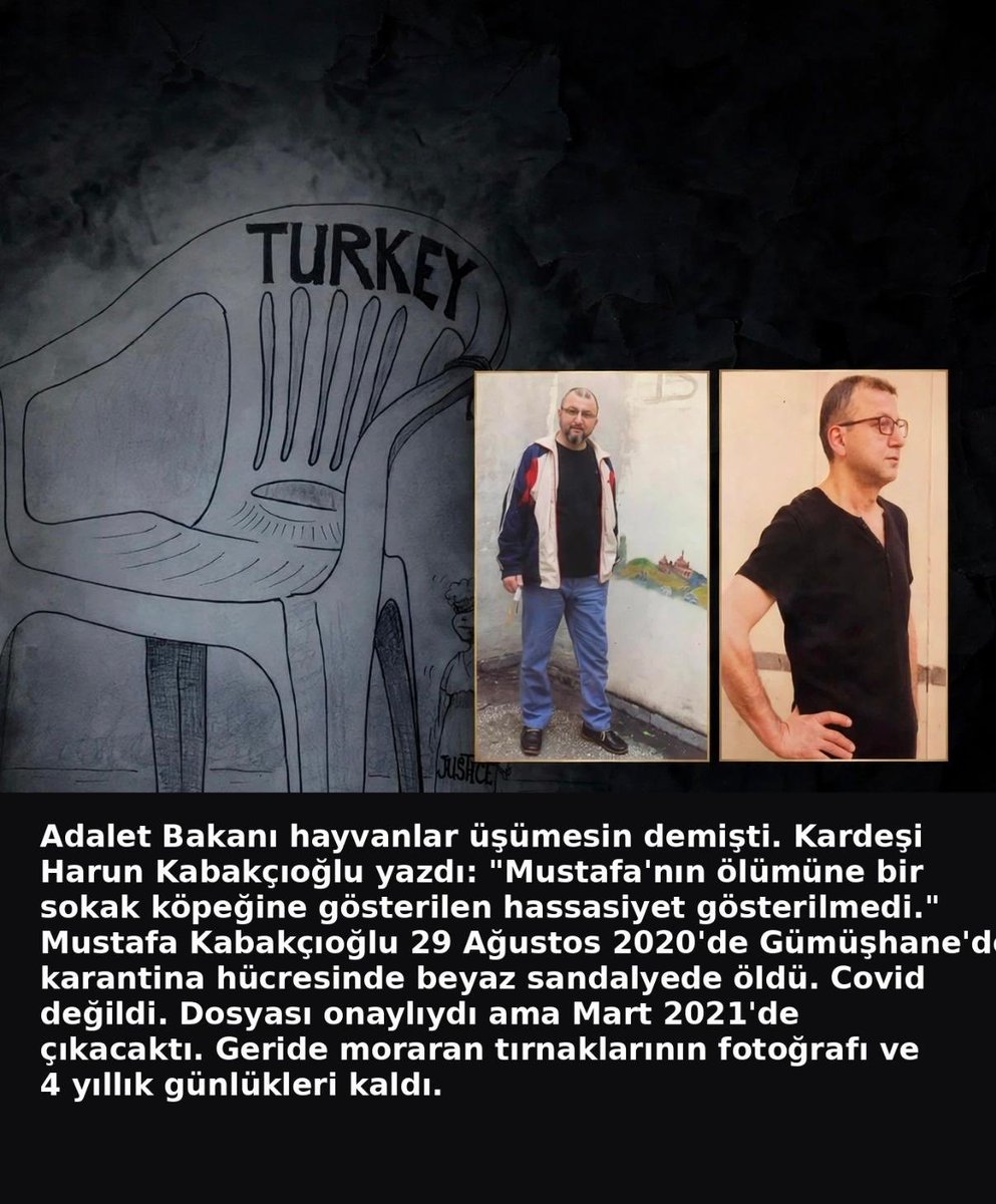 Gemereklibrahim's tweet photo. Bakımsız merdiven aldı bir hücrede Beyaz plastik bir Sandalyede ruhunun ufkuna yürüdü Mustafa Bey.

Eğri büğrü merdivenlerin karşısında hücrenin ortasında bir Sandalye üzerinde verdi canını.

Kuran ı vardı ve alacak hakları 

Günlerden MustafaKabakçıoğlu https://t.co/4BNIUWjNaM