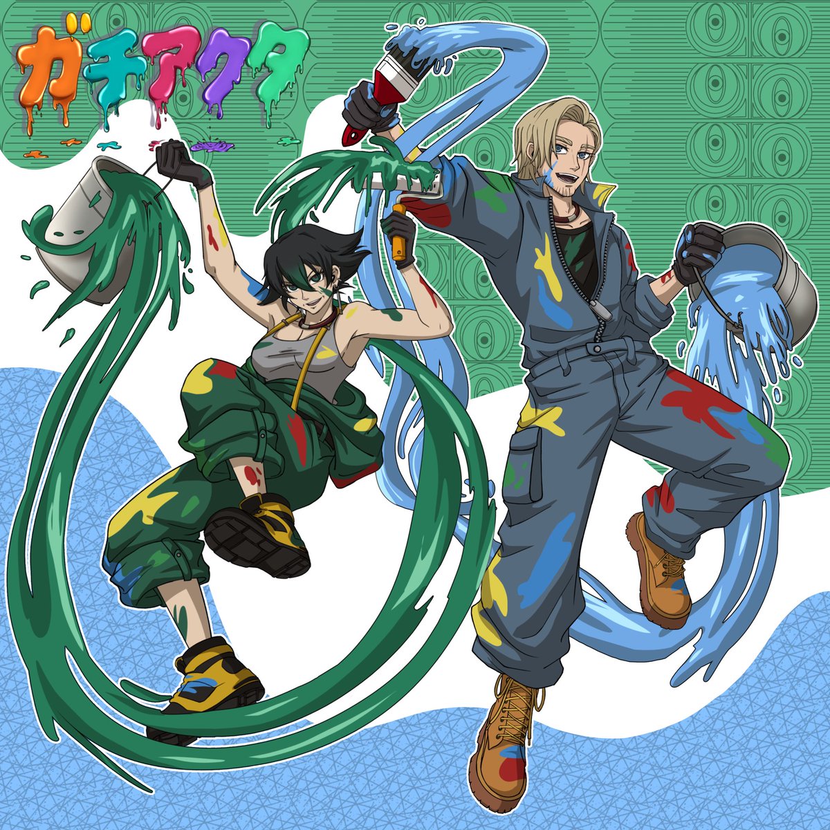Mochibunni_art's tweet photo. Gachiakuta Paint Ver: Colour your life 💙💚

Finally able to show you this! 
It was part of a collab I did with other friend artists.

#gachiakutaoc #gachioc #yumeshipping https://t.co/XynphyU4sA