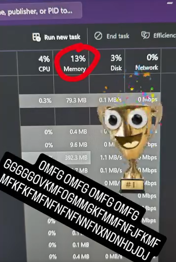 PTeegs's tweet photo. SCREW MICROSOFT AND COPILOT ‼️‼️
IS 60% OF MY 32GB OF RAM SOUND LIKE A REASONABLE BACKGROUND SERVICE???
EVERYONE NEEDS TO UNINSTALL COPILOT IMMEDIATELY 🏃🏃🏃🏃 https://t.co/PhPBvuVuad