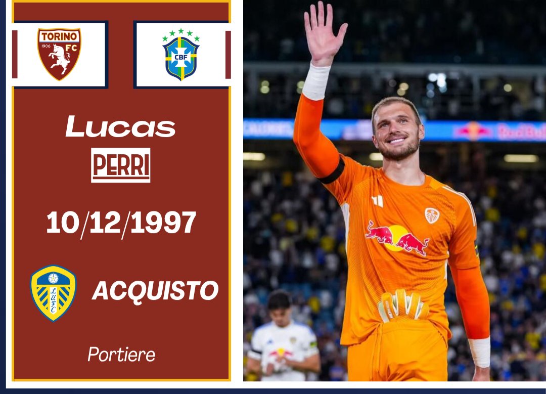 torostats's tweet photo. ▪️Lucas #Perri 🇧🇷 è un nuovo giocatore del @TorinoFC_1906 🇮🇹. Arriva dal @LUFC 🏴 in prestito con diritto. È il 27° brasiliano a giocare nel Toro, il secondo portiere dopo #Rubinho 🇧🇷 (2010/2011).
Benvenuto Lucas! 🐂
#Torino
#SerieAEnilive https://t.co/uRz1RMw4da