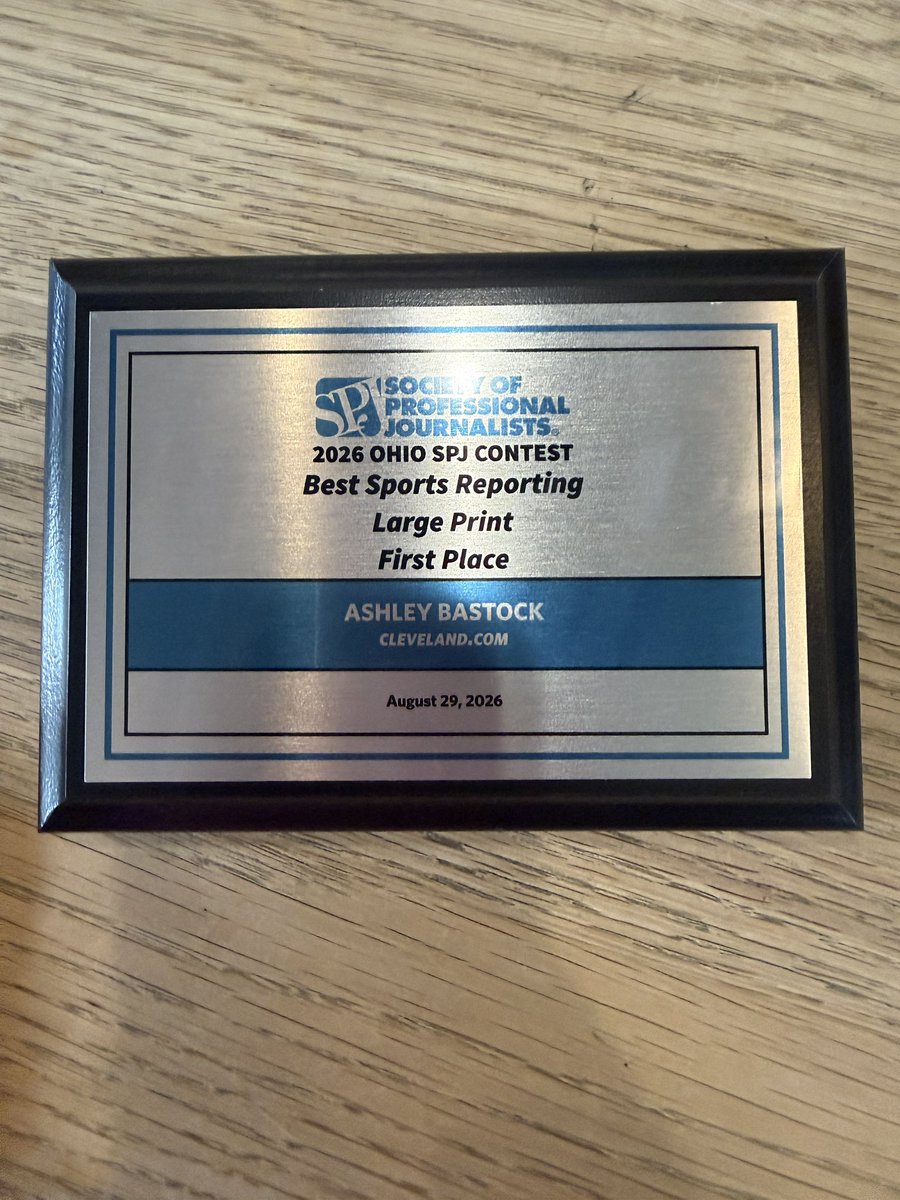AshleyBastock42's tweet photo. Honored to take home first place for best sports reporting in the 2026 Ohio SPJ contest.  Grateful for #Browns players that have shared their stories with me. https://t.co/jPk1pWHLfE