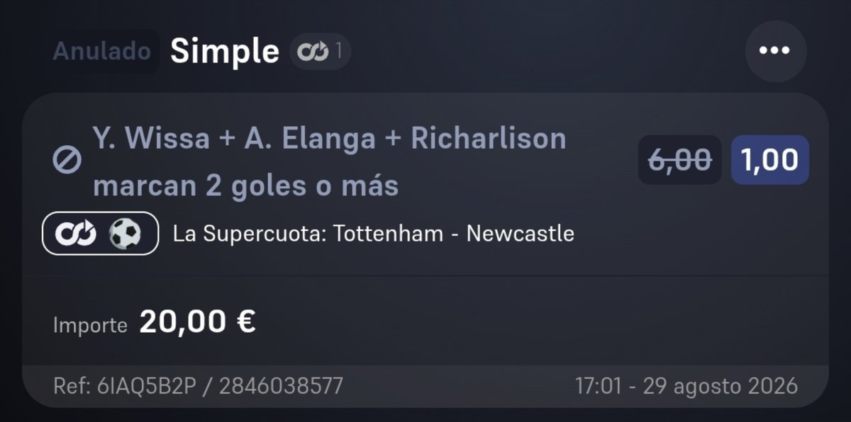 albertolzgz's tweet photo. @WinamaxDeportes buenas tardes, porque dais por nula esta apuesta? Ha habido veces que, siendo uno de los 3 futbolistas suplente, no la habéis anulado y la habéis dado como mala. Deberíais recapitular y darla como buena. Gracias y un saludo! https://t.co/iPhklcPybF