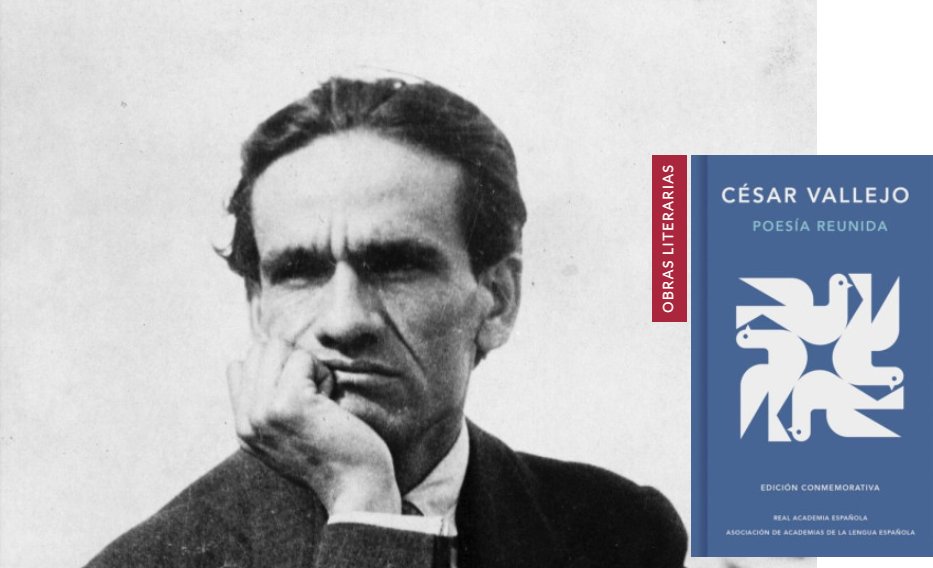 ASALEinforma's tweet photo. «Y si hay algo quebrado en esta tarde, 
y que baja y que cruje,
son dos viejos caminos blancos, curvos.
Por ellos va mi corazón a pie».

Ya se encuentra disponible la nueva edición conmemorativa «Poesía reunida», de César Vallejo: https://t.co/A2PgJfncHV. https://t.co/iXMiyKbL8B