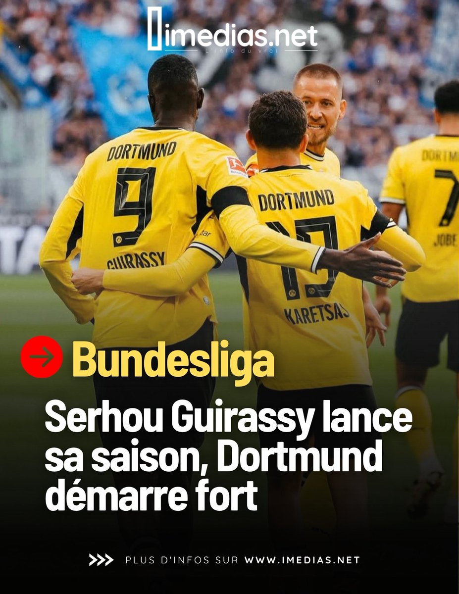 MedSesayMS's tweet photo. Le Borussia Dortmund n’a pas manqué son entrée en matière en Bundesliga. Une victoire marquée par le premier but de la saison de Serhou Guirassy.
Le film du match 👉 : https://t.co/uzoq51YmNf
#medsesay #MS25 https://t.co/in3bhD0Kcs