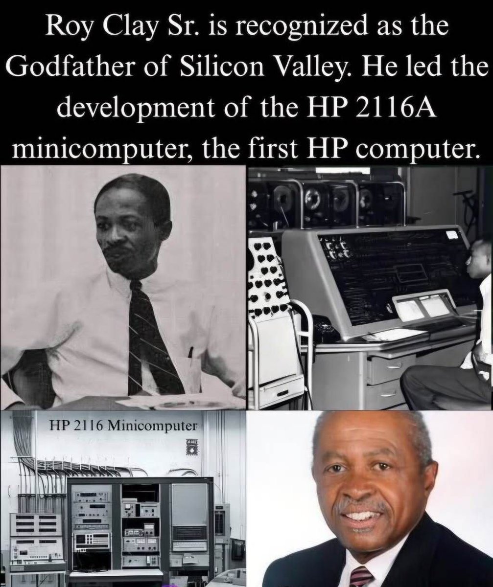 AfricanArchives's tweet photo. Often remembered as the "Godfather of Silicon Valley," Roy Clay Sr. played a monumental role in shaping the modern computing landscape long before the tech sector became a global powerhouse. After graduating with a degree in mathematics in 1951, Clay faced widespread racial discrimination when searching for work in technology, yet his brilliant mind for programming quickly set him apart. He eventually caught the attention of Bill Hewlett and Dave Packard, joining Hewlett-Packard in 1965 to establish and lead the company's computer division. Under his leadership, HP developed the HP 2116A minicomputer, which was the very first computer ever manufactured by HP and only the second minicomputer to enter the market.
Beyond his groundbreaking work as a software engineer and executive, Clay understood the importance of opening doors for future generations. He actively worked to recruit and mentor Black engineers into the tech industry during a time when diversity in STEM was virtually nonexistent. Clay went on to serve as the first Black councilman and mayor pro tem in Palo Alto, California, and later founded ROD-L Electronics, a company that pioneered electrical safety testing equipment. His incredible legacy laid the groundwork for modern personal computing and demonstrated how technical genius, combined with community leadership, can transform an entire industry. 

If you love our content and would like to support the page, you can buy us a coffee here: https://t.co/K1AhtZuOFs or tap Link in Bio
