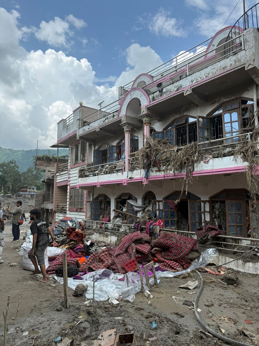 natemook's tweet photo. Today, our @AllHandsHearts Nepal team made it into Devighat, a town along the river, where the flood/mud came up 100 feet. Many buildings were simply washed away. We are supporting local authorities with rescue supplies, as well as helping displaced families. It’s devastating. https://t.co/0seh4vYBXL