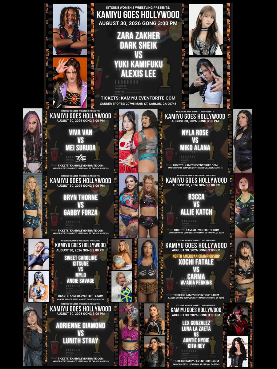 PWKitsune's tweet photo. Tickets will be available at the door tomorrow!
This show is stacked!
After enjoying All In, please join us at 3pm for Kamiyu Goes Hollywood! https://t.co/d104ssLlXf