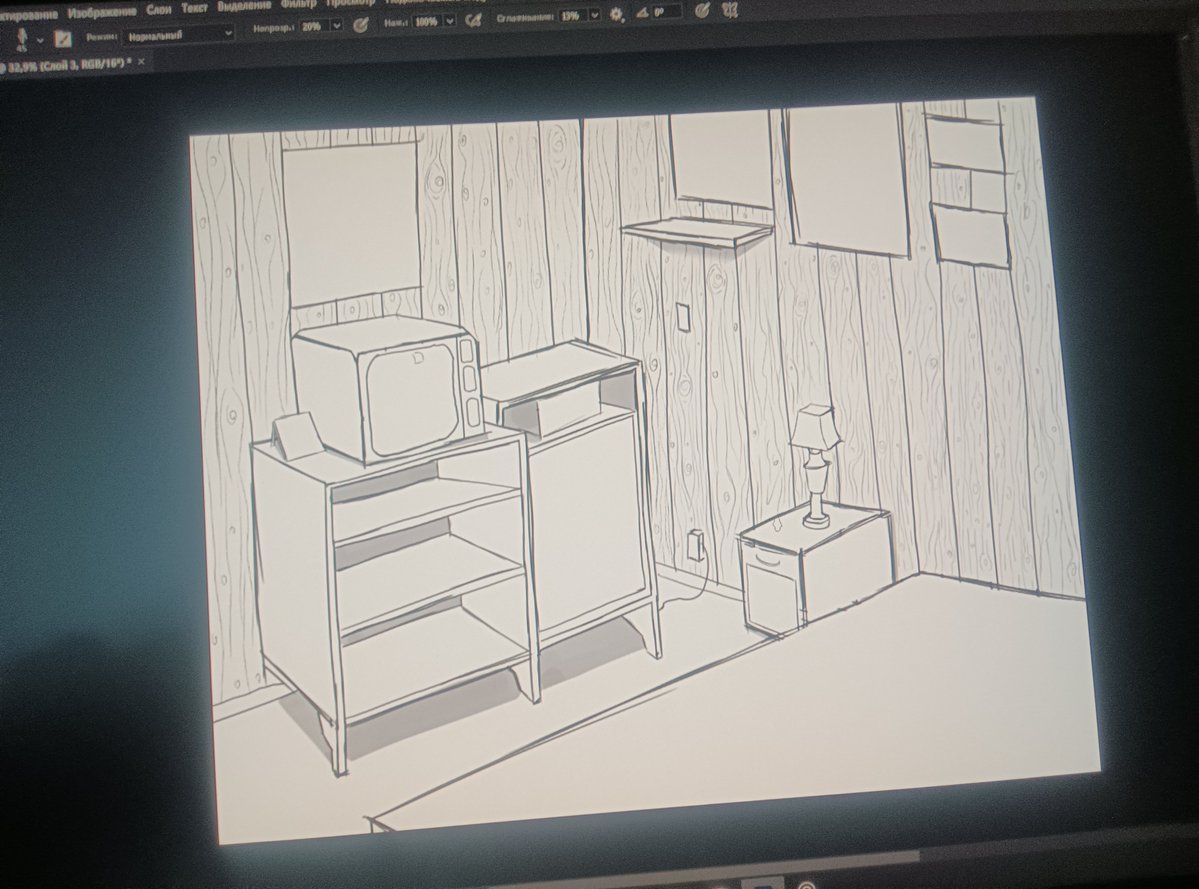 endjelbert41634's tweet photo. Practicing lighting and wood texture on the new tablet. Building the room from the ground up and creating atmosphere through shading. 🪵📺✨

#sketch #digitalart #architecture #interiordesign #perspective #texture #shading https://t.co/KB0BPxT92f