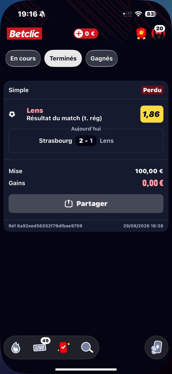 sandos8junior's tweet photo. @Betclic j’ai perdu mon premier parie normalement j’ai pas 100€ en freebet https://t.co/OF7eeEOine