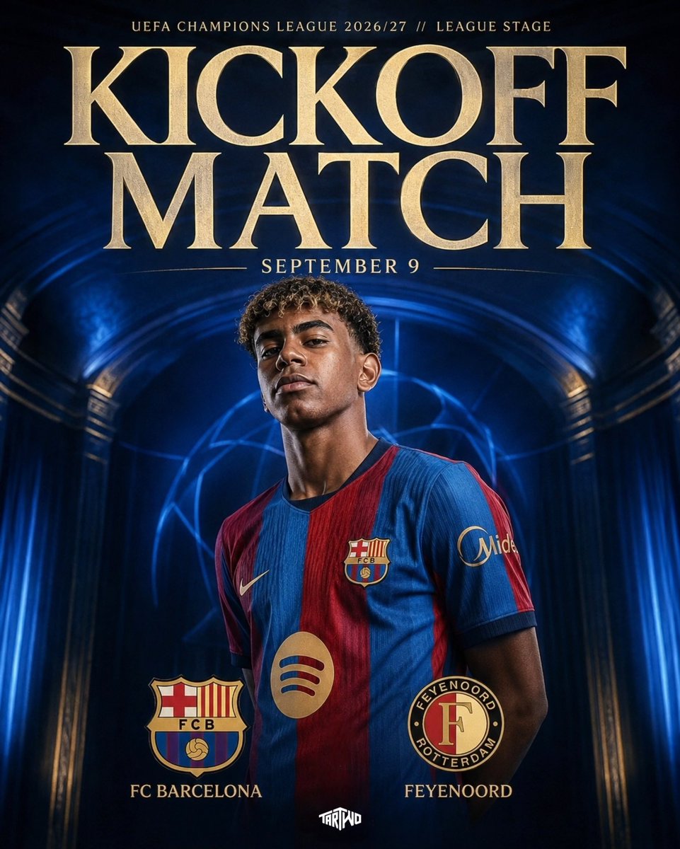 _Tartwo's tweet photo. The road to Europe begins now!

UEFA Champions League nights are back.
September 9 Our journey begins🏆

FC Barcelona vs Feyenoord.
Let the new chapter begin.

Visca Barça. 💙❤️

#barça #fcbarcelona #ucl #championsleague #forçabarça https://t.co/6o4fzGs1o7