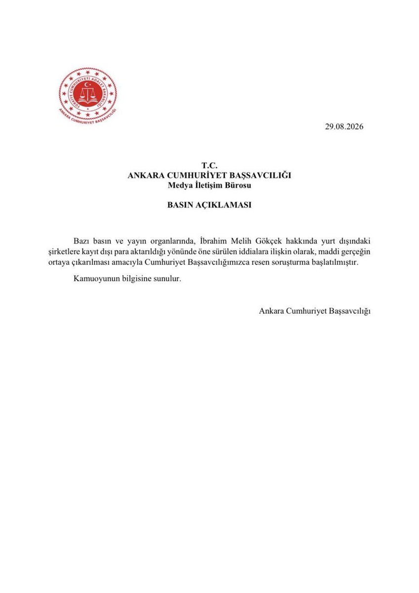 gizliservis06's tweet photo. #SONDAKİKA

Ankara Cumhuriyet Başsavcılığı, Melih Gökçek hakkında kayıt dışı para aktarıldığı yönünde öne sürülen iddialara ilişkin olarak re’sen soruşturma başlattı https://t.co/vmYyc6oBLt