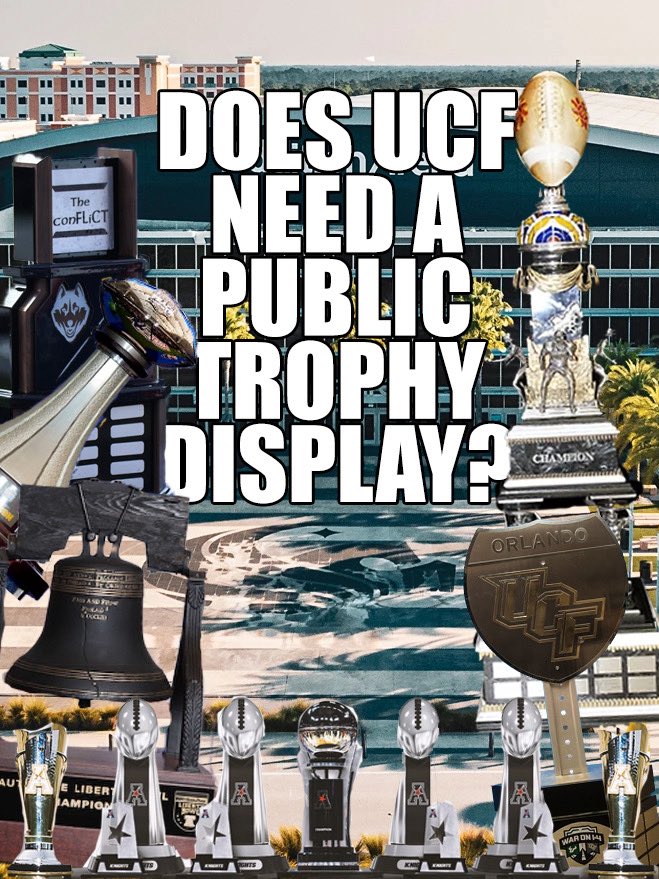 UCFStool's tweet photo. Tons of people talk about a true UCF Hall of Fame building, but what about going simple and awesome:

Turn the Arena’s lobby into a trophy room ⚔️ https://t.co/HAvU4FKSJk