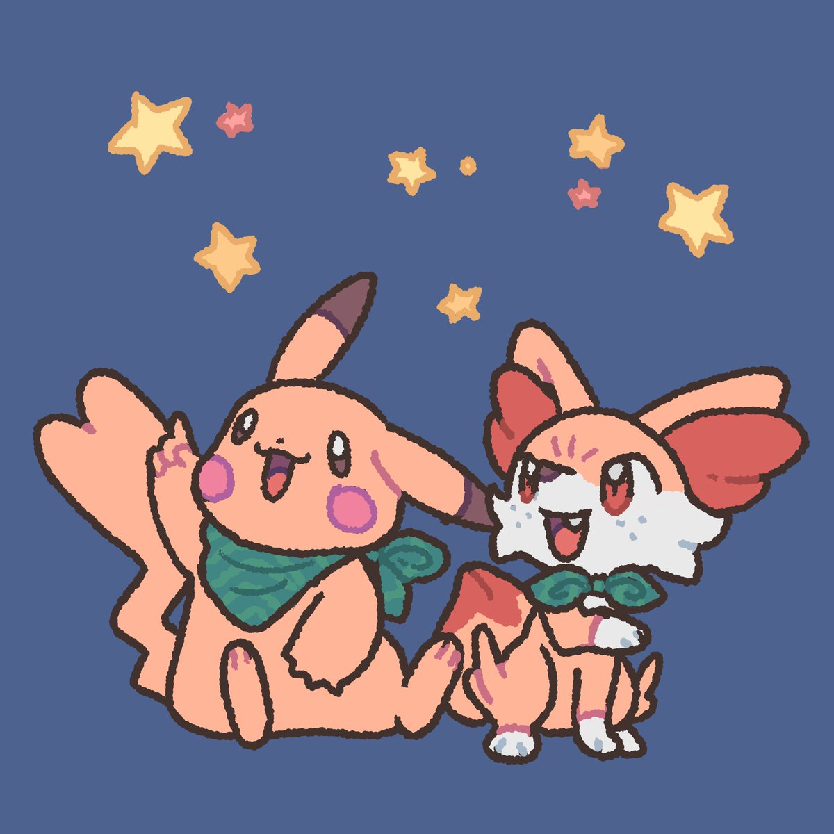 lozyrosie's tweet photo. pmd pikachu and fennekin ko-fi request! https://t.co/CBIONEcnoH