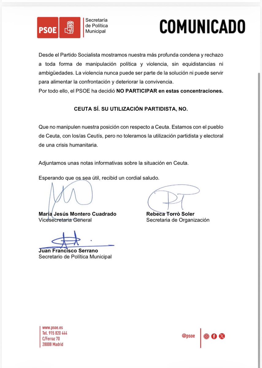 jaimeberenguer's tweet photo. Sacan a etarras de la cárcel, indultan golpistas pero no quieren acudir a las concentraciones a favor de los ceutíes.
Es el PSOE. https://t.co/ojbCWH51mU