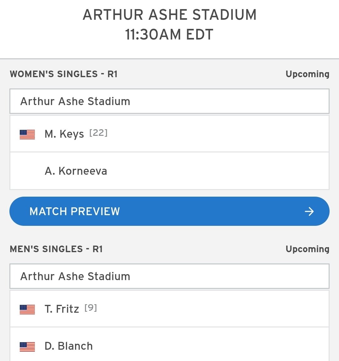 TennisUpdates26's tweet photo. They have announced Ashe and Armstrong schedule on Tuesday. 

Keys starts Ashe and is followed by Fritz. On Armstrong, Cobolli kicks off the schedule with Andreeva after.

Night on Ashe starts with Gauff and is followed by Zverev. Monfils/Vallejo on Armstrong with Eala after. https://t.co/1cuB5UkH6g
