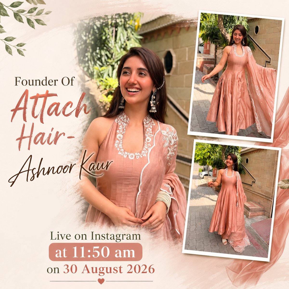 pranalilover's tweet photo. ASHNOORIANS, GET READY!! 🥹💗 Our girl , the founder of Attach Hair- - @ashnoorofficial is coming LIVE on Instagram at 11:50 AM on 30 August 2026! 🫶🏻✨ A little live before the big Attach Hair launch at 12 PM — the excitement is REAL! 😭💫
#AshnoorKaur #AttachHair #StayAttached https://t.co/DBhZBzyr7m