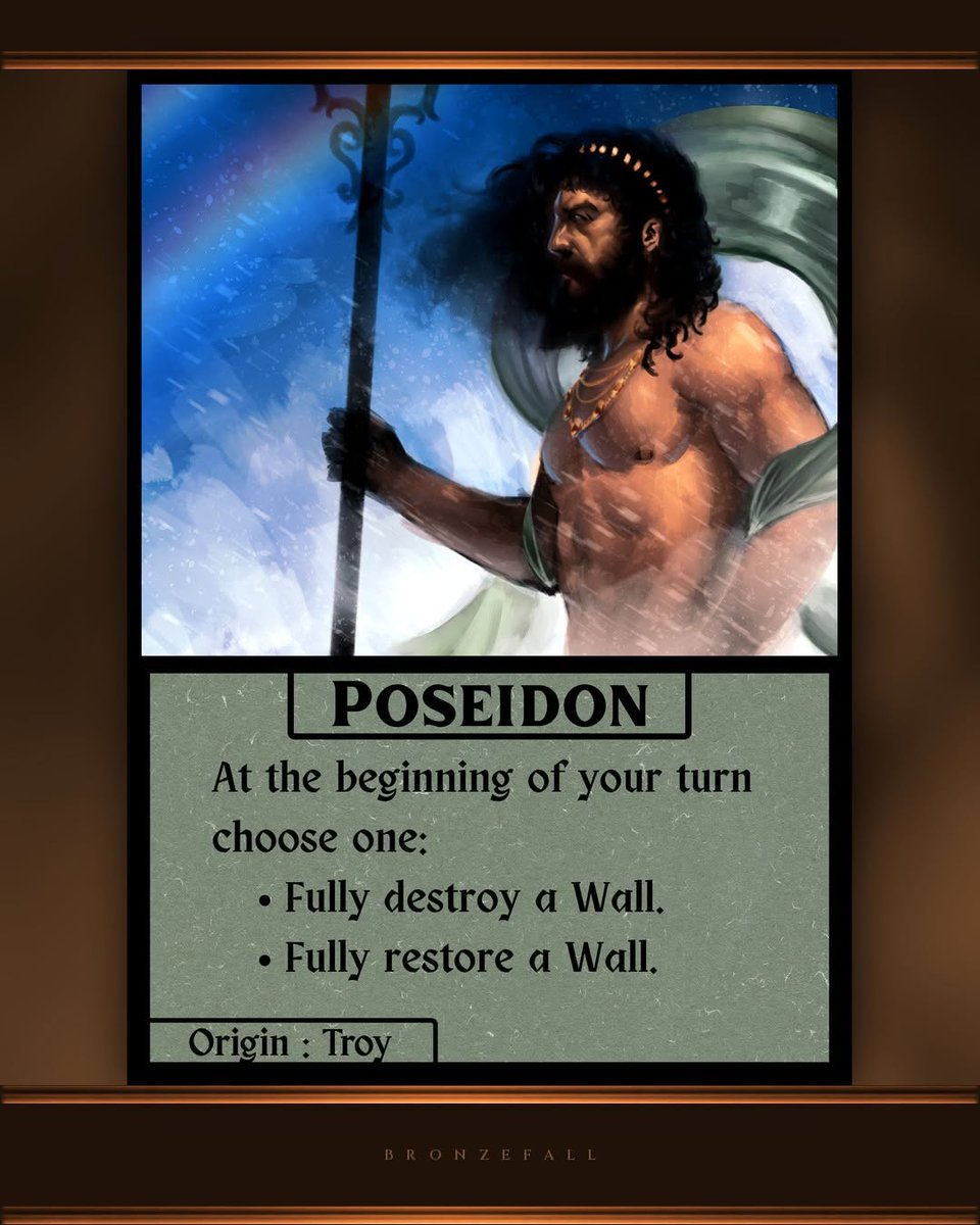 playbronzefall's tweet photo. "I built the Trojans a wide and splendid wall around their city, to make it impregnable." - Homer, The Iliad

#cardgame #boardgame #gameart https://t.co/zLKxwaiksh