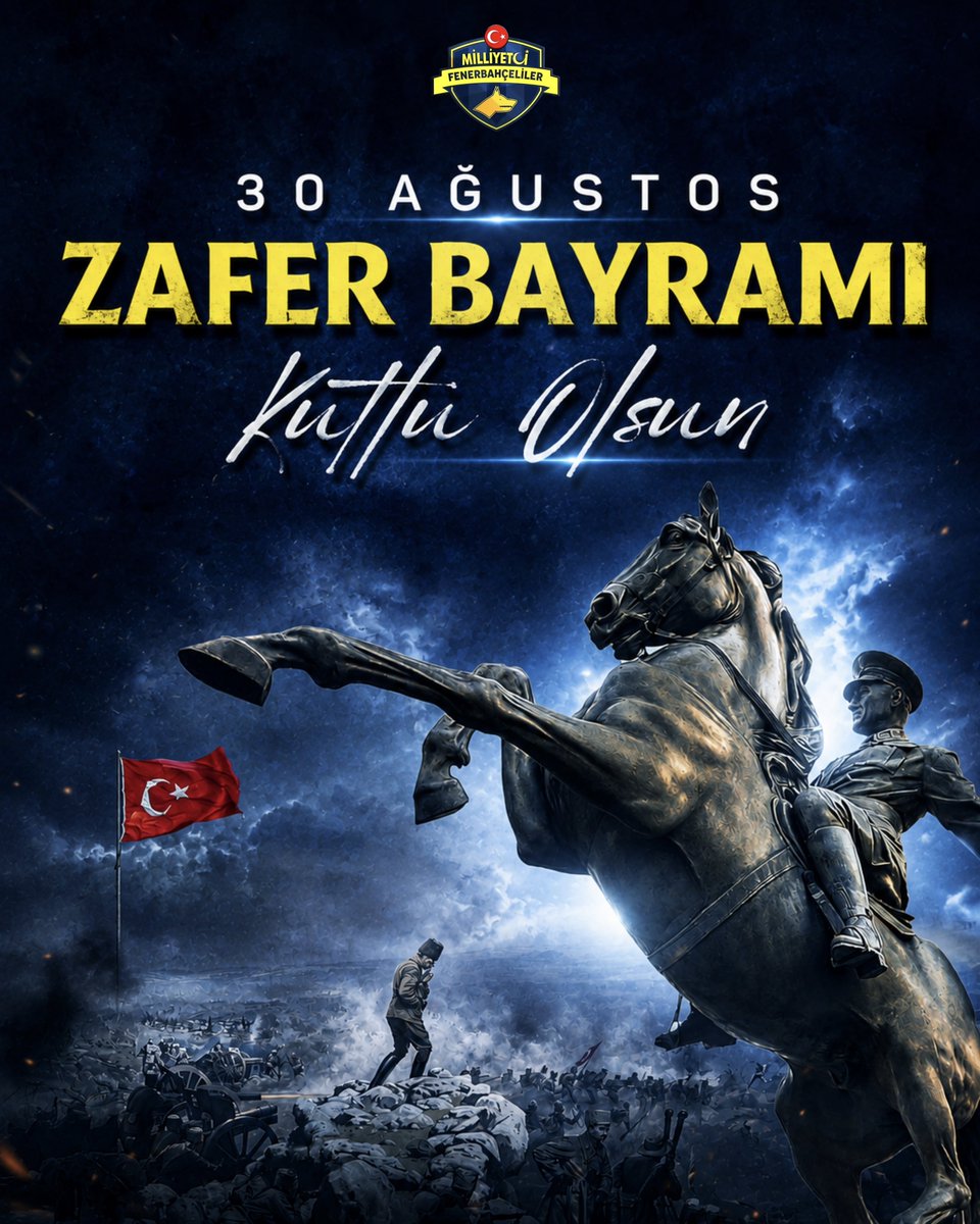 milliyetciFB's tweet photo. 30 AĞUSTOS ZAFER BAYRAMIMIZ KUTLU OLSUN! 🇹🇷

Bu toprakları bize vatan kılan Büyük Taarruz’un ve eşsiz Zafer’in 104. yıl dönümünde; başta Gazi Mustafa Kemal Atatürk olmak üzere, vatan uğruna can veren tüm kahramanlarımızı rahmet, minnet ve saygıyla anıyoruz.

30 Ağustos; Türk milletinin esarete boyun eğmeyeceğinin, bağımsızlığından asla vazgeçmeyeceğinin ilanıdır.

Ne mutlu Türk’üm diyene! 
Yaşasın vatan, yaşasın Türk milleti!