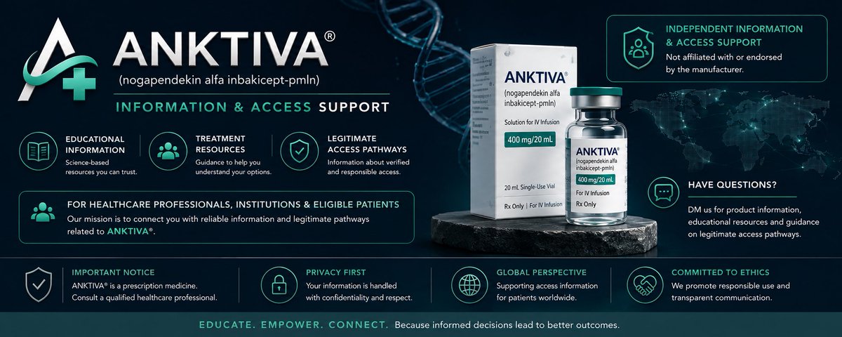 AnktivaAccess's tweet photo. ANKTIVA® INFORMATION &amp; ACCESS SUPPORT

Educational information • Treatment resources • Legitimate access guidance.
📩 DM for information and access-related questions.
ANKTIVA® is a prescription medicine. Consult a qualified healthcare professional.
#ANKTIVA #Immunotherapy https://t.co/YI3cSA2yzy