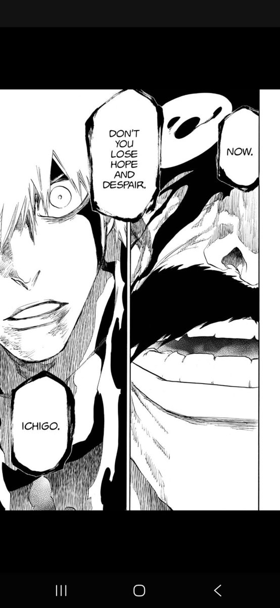 Nagato890's tweet photo. Ichiruki fans, what kind of sad cope is this  ? 😂😂😂😂

​Ichigo literally had that exact same look of complete despair in the manga because his sword was broken and useless  and  Rukia wasn’t even there. 

In the anime, he falls into despair not just because of Rukia but  because all of his friends Ganju, Renji, Chad; got slaughtered, and his Bankai was snapped in half. 😂😂

The anime added his friends getting cut down to emphasize the sheer weight of his defeat for drama, and you're hyper-focusing on Rukia just to prop up a personal  bulshit  headcanon