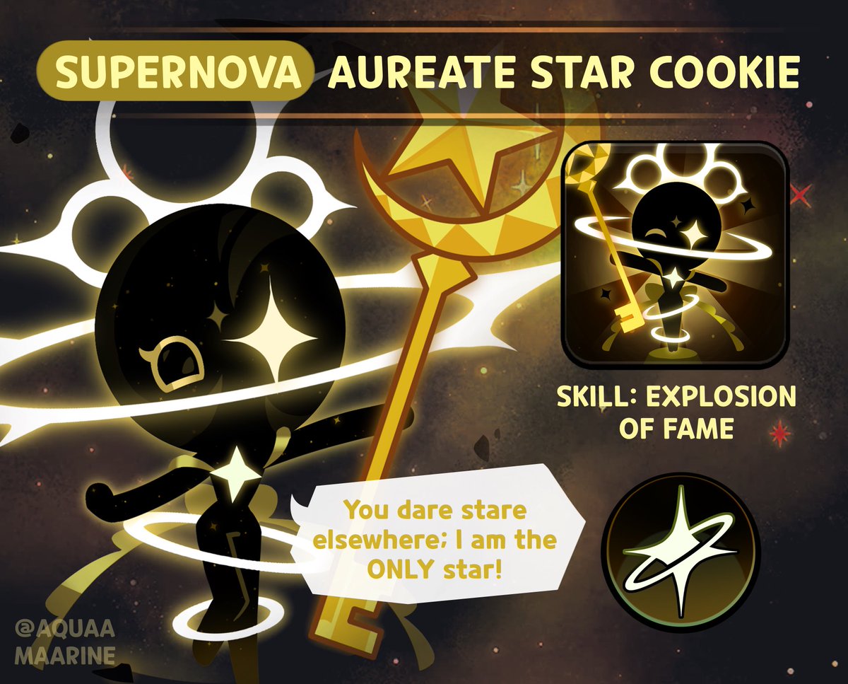 Aquaamaarine's tweet photo. Introducing the only star in the sky, Aureate Star cookie’s catastrophic form:

✦ (SUPERNOVA) Aureate Star Cookie! 💫

Learn more about this form in replies!
#CookieRunOC https://t.co/jj2jWqbVnn