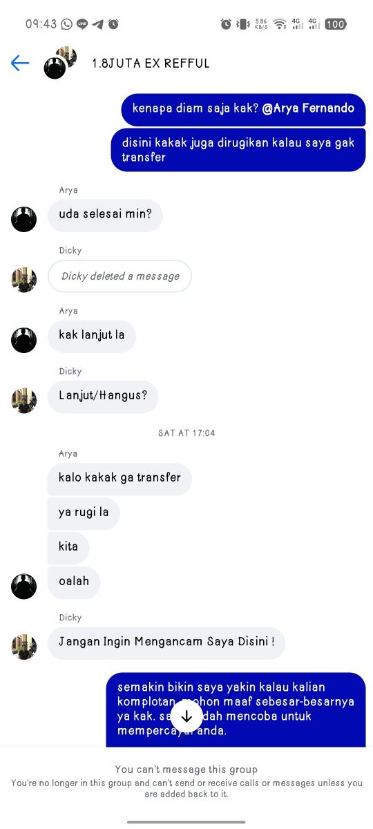 byyorel's tweet photo. saya berdebat dengan admin rekber tersebut, dan diancam bahwa dana saya akan hangus semua jika tidak saya transfer.

diantara perdebatan itu saya merasa semakin aneh dengan si buyer karena dia terlalu santai untuk masalah dana yang dihanguskan.

— https://t.co/QZ1pQ7Pu9h