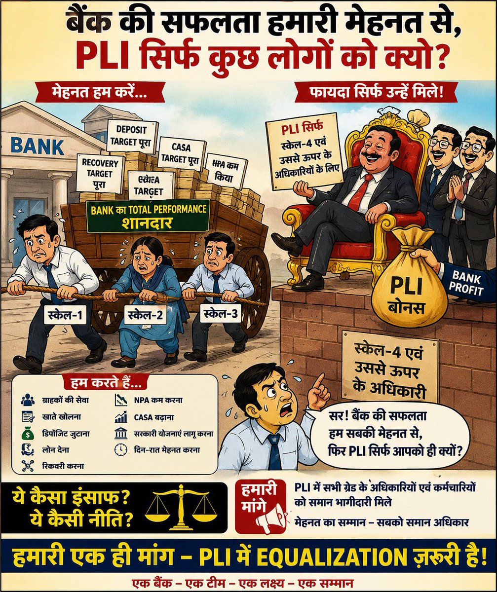 Vaibhav34596457's tweet photo. @DFS_India keep your promise made on 8 March 2024 and eliminate unnecessary stress by implementing 5-day banking now. #5DayWeekandFairPLI #AIBOC @PMOIndia 
Honour Bi-partite Settlement and Stop implementation of UNILATERAL and DISCRIMINATORY "Performance Linked Incentive" scheme. https://t.co/KLQ5OFCodg