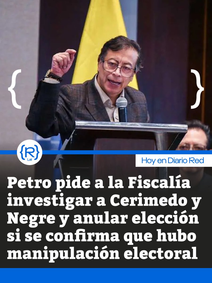 DiarioRedAmLat's tweet photo. 🇨🇴 Gustavo Petro pide investigar a Cerimedo y Negre y anular la elección de Colombia si se comprueba manipulación electoral

El exmandatario sostuvo que millones de perfiles falsos pudieron utilizarse para influir en los electores colombianos

https://t.co/2Eg2s7mUe1 https://t.co/J5msCi5MaK