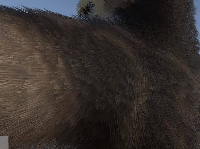 Kayzewolf's tweet photo. Trying out some different fur work. Not sure if I can get this working the way I hope, but definitely looks nice. Still some artifacts and such. https://t.co/0eLRYfEJyu