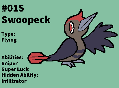 NamakoBussey's tweet photo. Here are some more evolutionary relatives of Pokémon I've already revealed! Vixillent evolves from Semaphox, Swoopeck evolves into Harplume (which evolves into Vividrill), and Plectooth evolves from Squitar!
#Fakemon https://t.co/42eCri7XIW