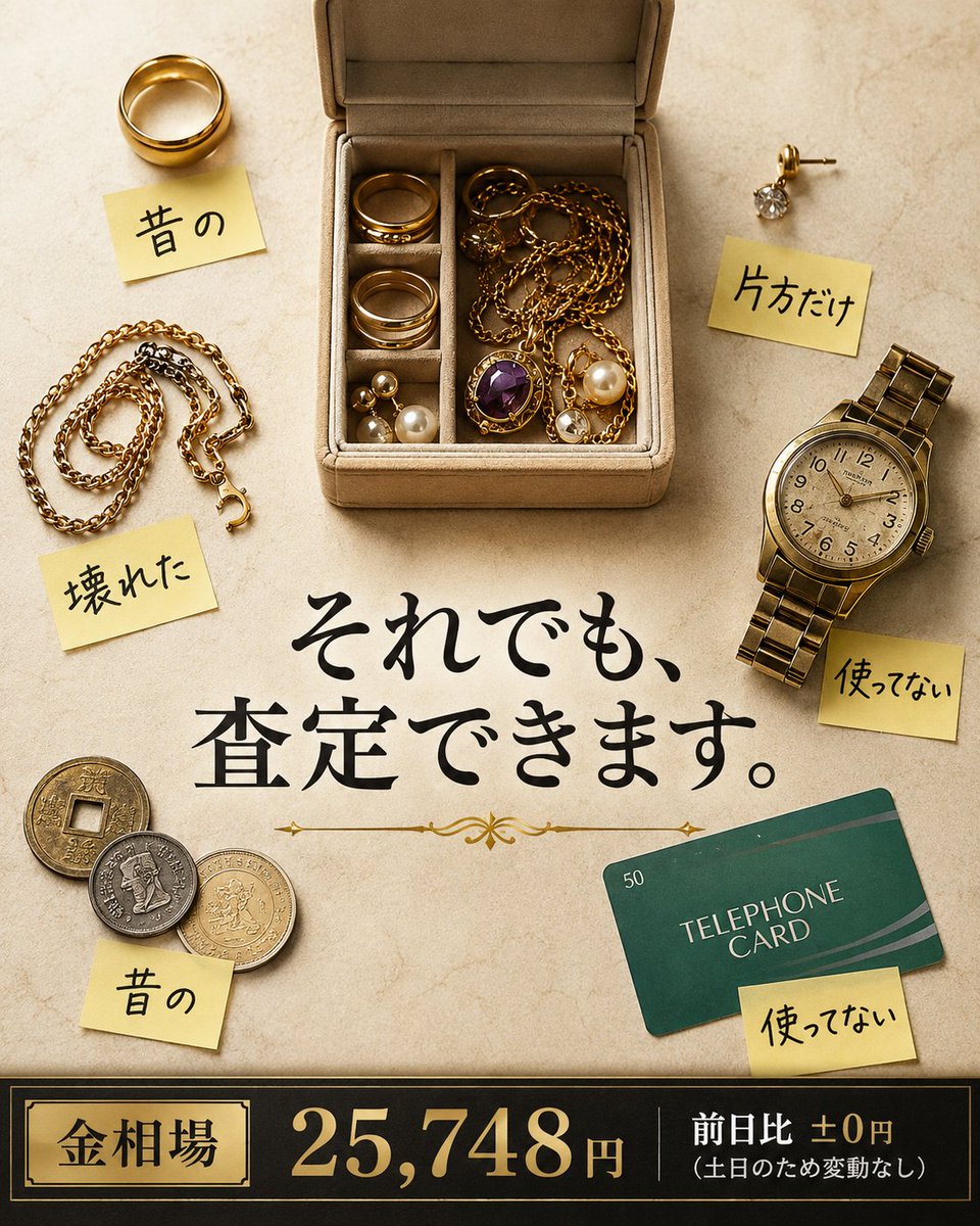 KAUNJAprope's tweet photo. 買取戦隊カウンジャー所沢駅前プロぺ商店街店
店長です！
もう一度、いや、何度でも言います！
捨てるなら当店に���相談ください！
しっかり機械を通して検���・査定を行い
【納得いっていただければ】買い取らせていただきます！
売らなくてもいいんです！
全てはお客様の決断次第です！
＃査定無料 https://t.co/LMoOrBXyvK