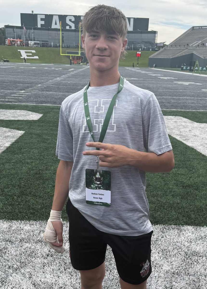 HudsonForbes15's tweet photo. Had a great game day visit at Eastern Michigan today. @EMUFB @AlanHensell 

@TheOhio7 @BradMaendler @football_t3 @huron_football @HCSTigers https://t.co/AEJDR3fKpW