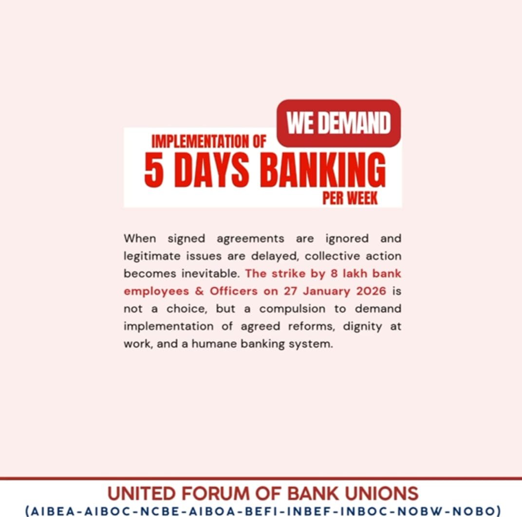 AnanAbi2513's tweet photo. #5DayWeekandFairPLI 

Even after 27 January 2026 Strike , nothing moved forward. Before honouring the commitment , 13th Bipartite demands are being asked by IBA. We demand immediate approval of 5 days Banking 
@AIBEAofficial @aiboc_in @ncbeofficial @FinMinIndia https://t.co/kGZ67kmYFF