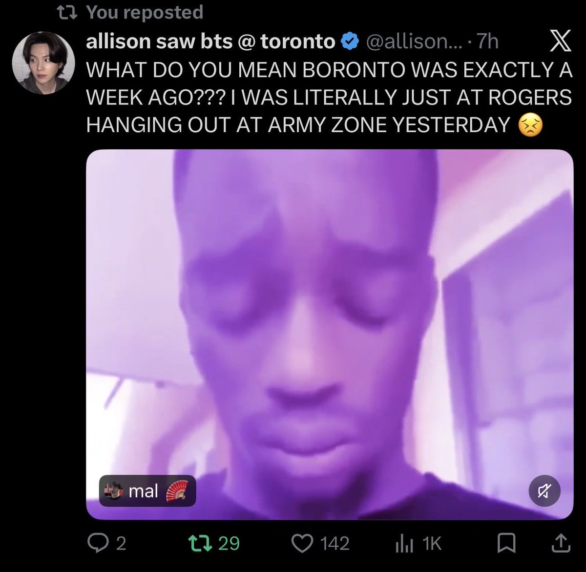 sugacrassh's tweet photo. Toronto armies going thru a collective psychosis rn cuz no one can get over the fact that boronto weekend is over 😭 https://t.co/i7O2nts8op
